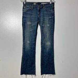 AG Adriano Goldschmied Distressed Angel Bootcut Blue Denim Jeans Womens Size 27R